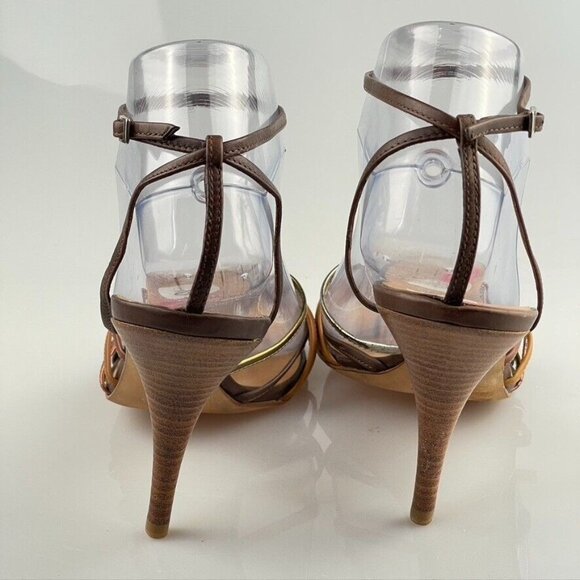 Giuseppe Zanotti Womens Strappy Metallic Leather Heels Size 9B Made In Italy - Picture 4 of 13
